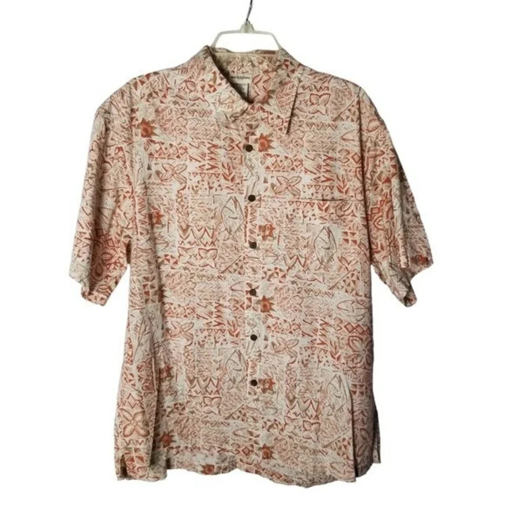 White Sierra Men's XL 100% Cotton Geometric Print Short Sleeve Button Down Shirt